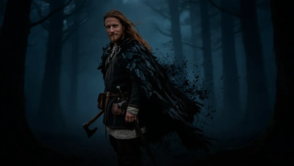 Loki shapeshifting transformation Norse mythology cinematic illustration
