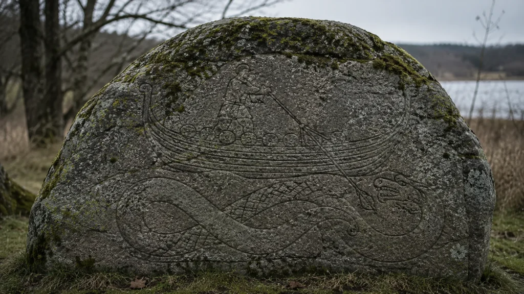 The Altuna runestone depicting Thor fishing for Jörmungandr