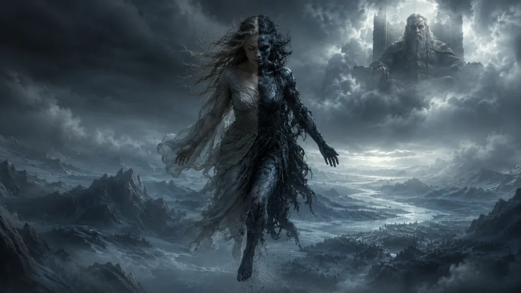 Young Hel cast down into Niflheim by Odin to rule the realm of the dead